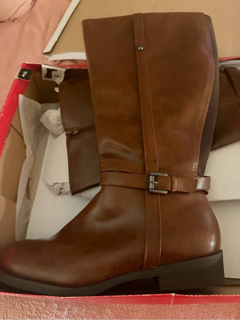 American Eagle Outfitters Tall Brown Leather Buckle Boots